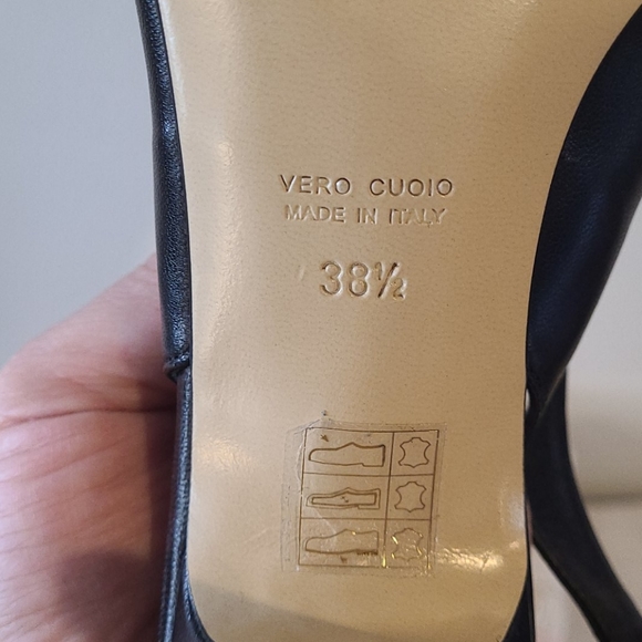 NWB Black Leather Pointed Mule Heels Sz 38… - Picture 8 of 8